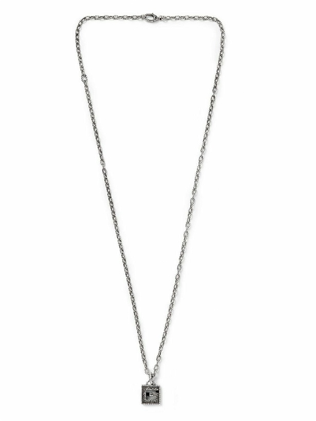 Photo: GUCCI - Engraved Burnished Sterling Silver Pendant Necklace