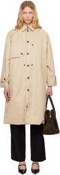 Rokh Beige Balloon Shape Buttoned Trench Coat