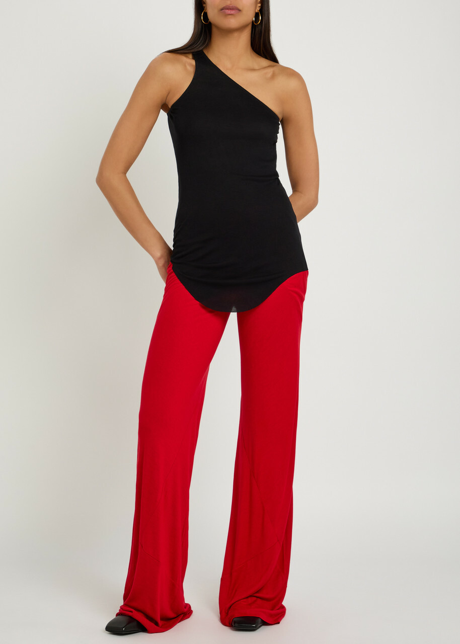 Rick Owens Lilies One-shoulder Fine-knit Tank Black