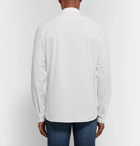 Brunello Cucinelli - Slim-Fit Grandad-Collar Pinstriped Slub Cotton-Blend Shirt - Men - White