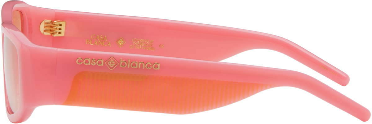 Casablanca Pink & Orange Rectangular Comb Acetate Sunglasses