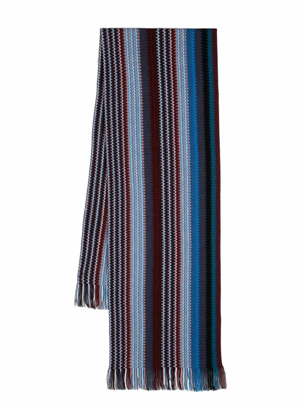 Missoni Blue Wool Knit Unisex Neck Wrap Scarf