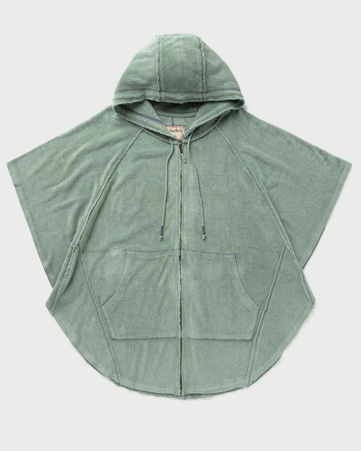Free People BEACH LOVE PONCHO Green Womens Zipper