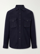 Caruso - Brushed Wool Overshirt - Blue