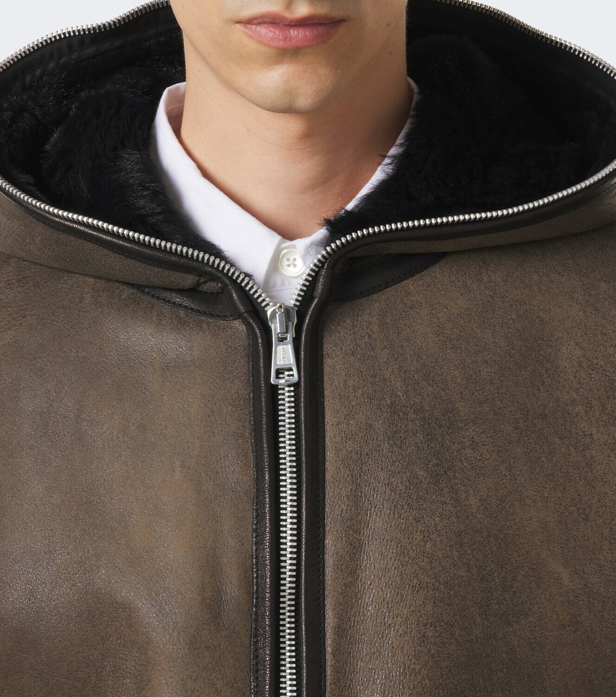 Our Legacy Hooded shearling-lined leather jacket