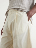 Boglioli - Straight-Leg Pleated Cotton-Blend Poplin Shorts - Neutrals