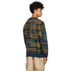 BEAMS PLUS Multicolor Jacquard Patchwork Sweater