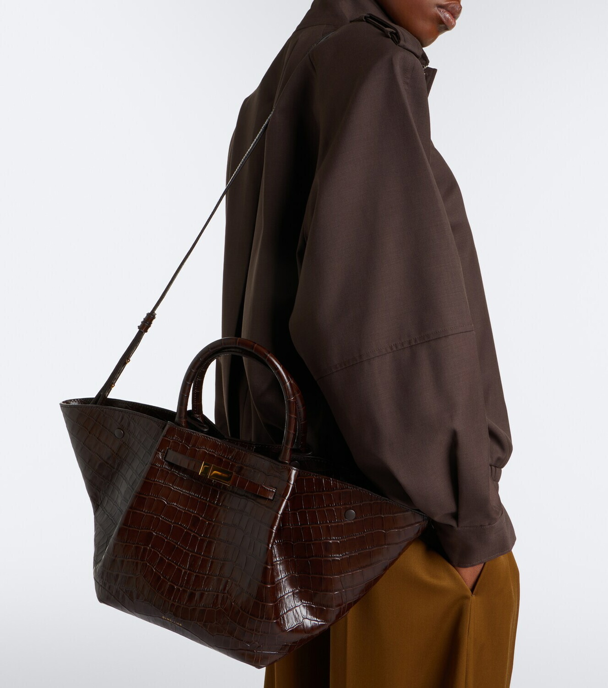 DeMellier New York Midi croc-effect leather top-handle bag