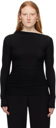 Elleme Black Draped Long Sleeve T-Shirt