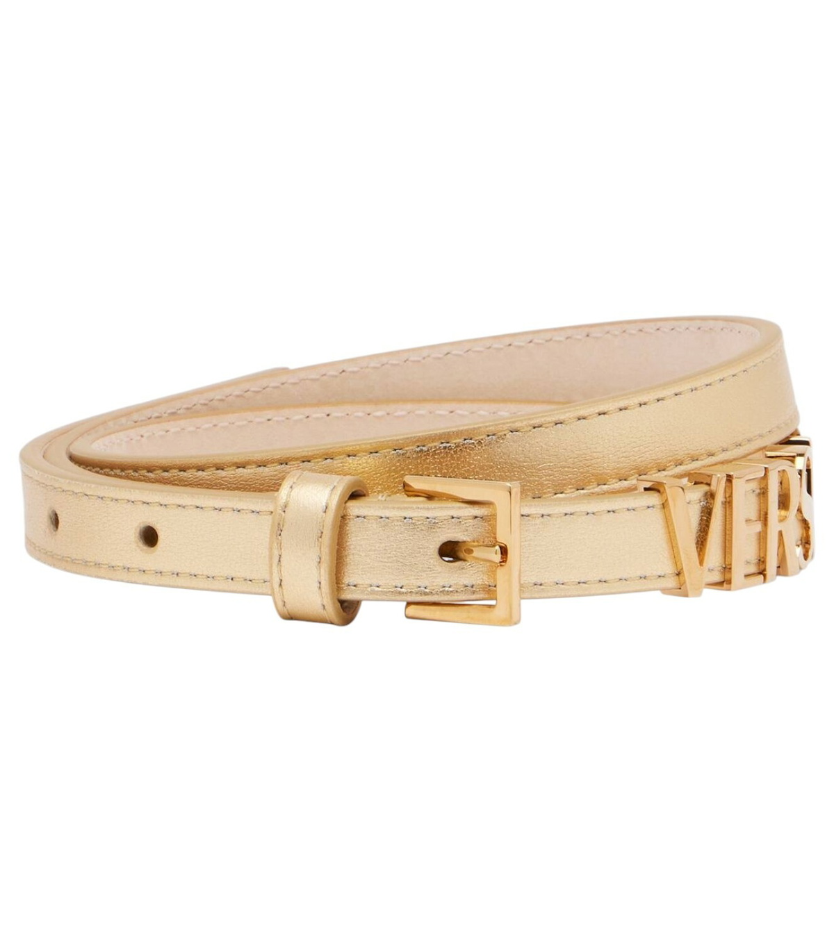 【関税＆送料込み】Versace Gianni Ribbon Leather Belt Gianni Ribbon Leather Belt 1.5 cm Black,Gold | VERSACE