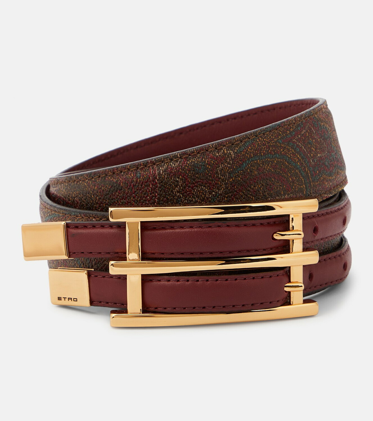 Etro Milano Made In Italy Paisley Striped Color Block Genuine Leather Belt Etro Paisley faux leather belt Etro main image 2