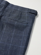 RICHARD JAMES - Slim-Fit Tapered Prince of Wales Checked Linen and Wool-Blend Suit Trousers - Blue