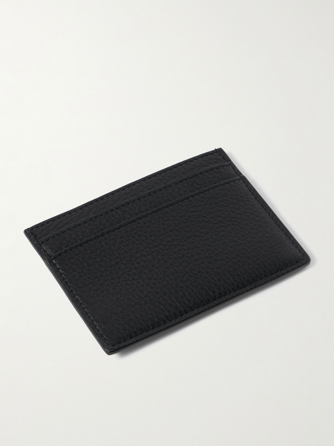 SAINT LAURENT - Tiny Cassandre Logo-Appliquéd Full-Grain Leather Cardholder