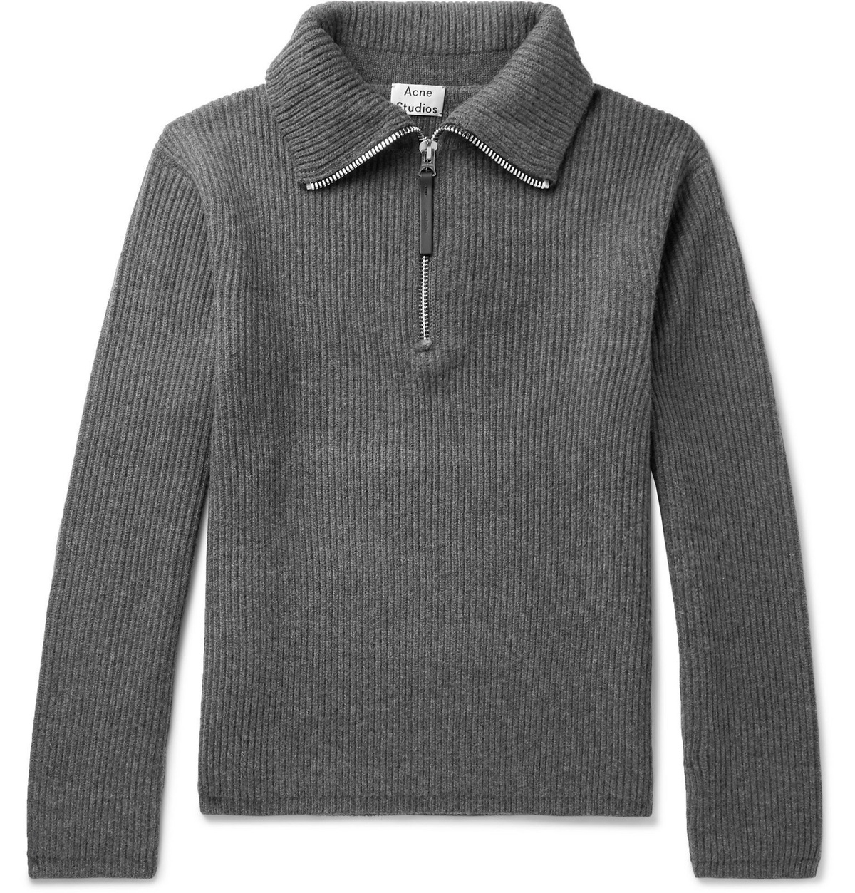 Acne Studios - Korman Ribbed Wool-Blend Half-Zip Sweater - Gray