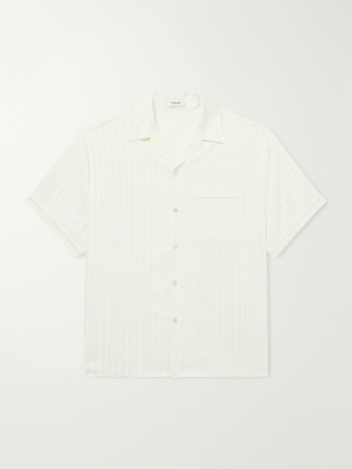 Versace - Striped Cotton and Silk-Blend Jacquard Shirt - White