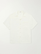 Versace - Striped Cotton and Silk-Blend Jacquard Shirt - White