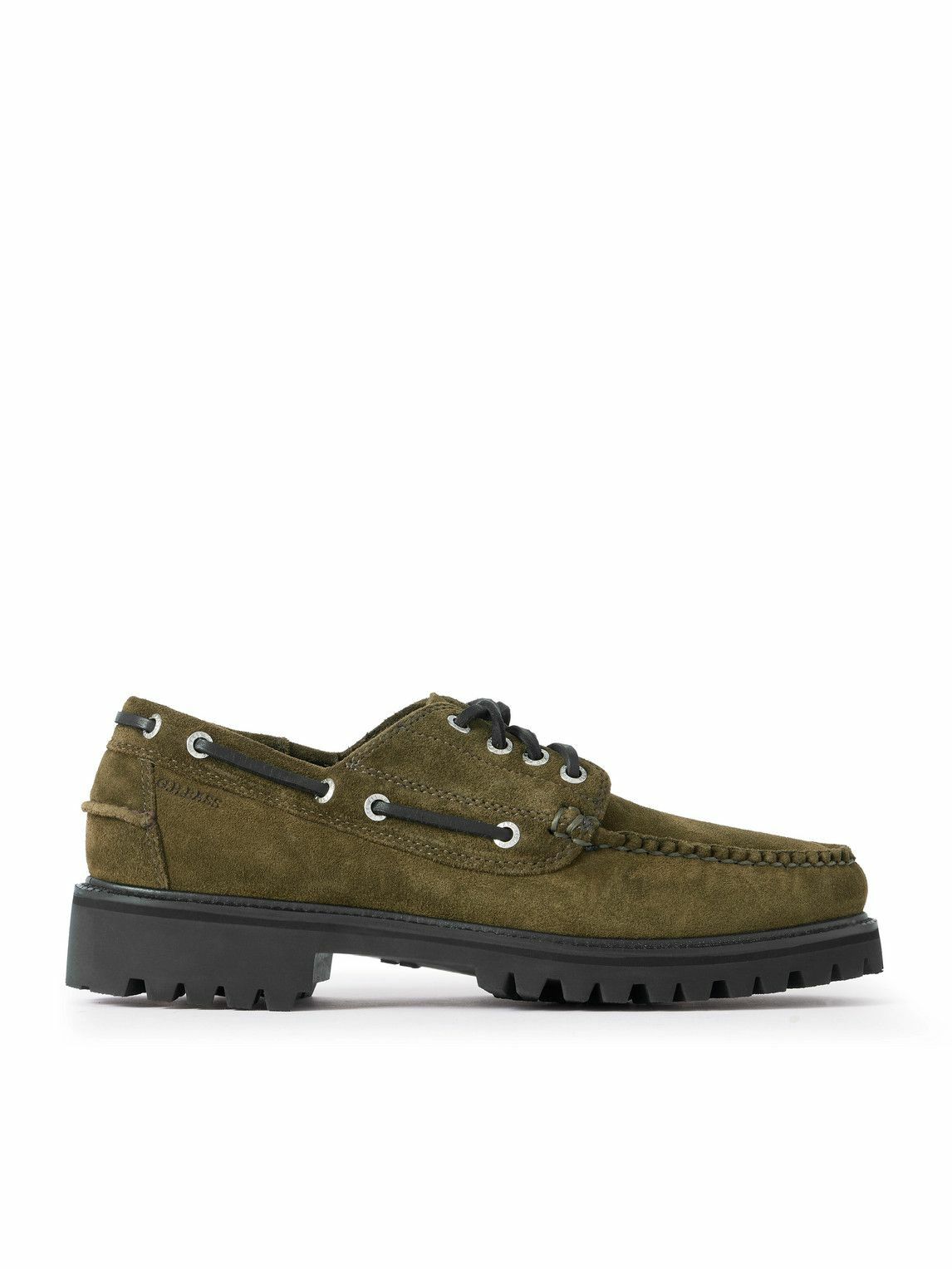 G.H. BASS - Ranger Camp Moc Leather-Trimmed Suede Boat Shoes - Green