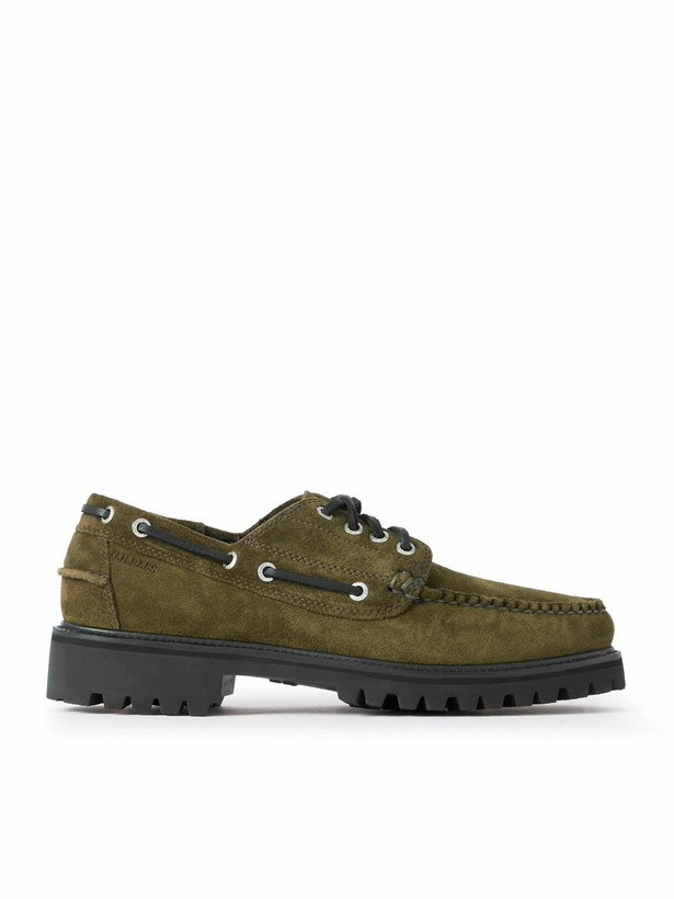 Photo: G.H. BASS - Ranger Camp Moc Leather-Trimmed Suede Boat Shoes - Green