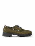 G.H. BASS - Ranger Camp Moc Leather-Trimmed Suede Boat Shoes - Green