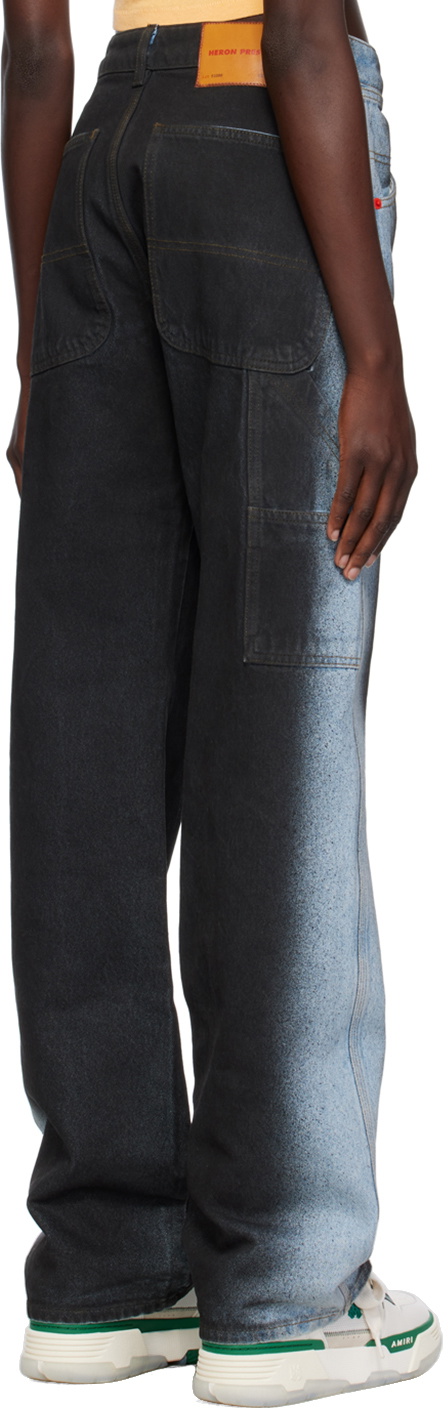 Heron Preston Black & Blue Gradient Jeans