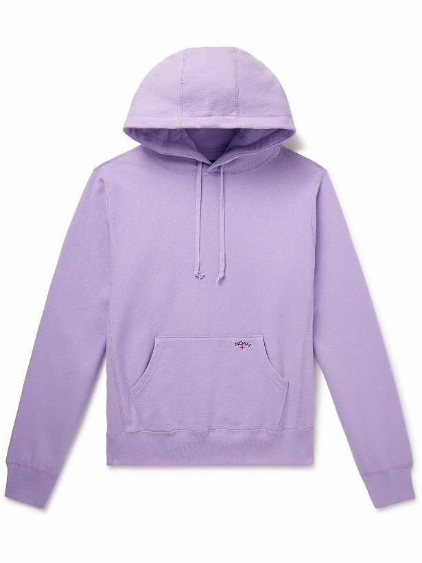 Photo: Noah - Logo-Embroidered Cotton-Jersey Hoodie - Purple
