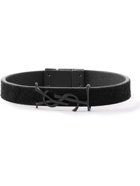 SAINT LAURENT - Logo-Embellished Suede Bracelet - Black