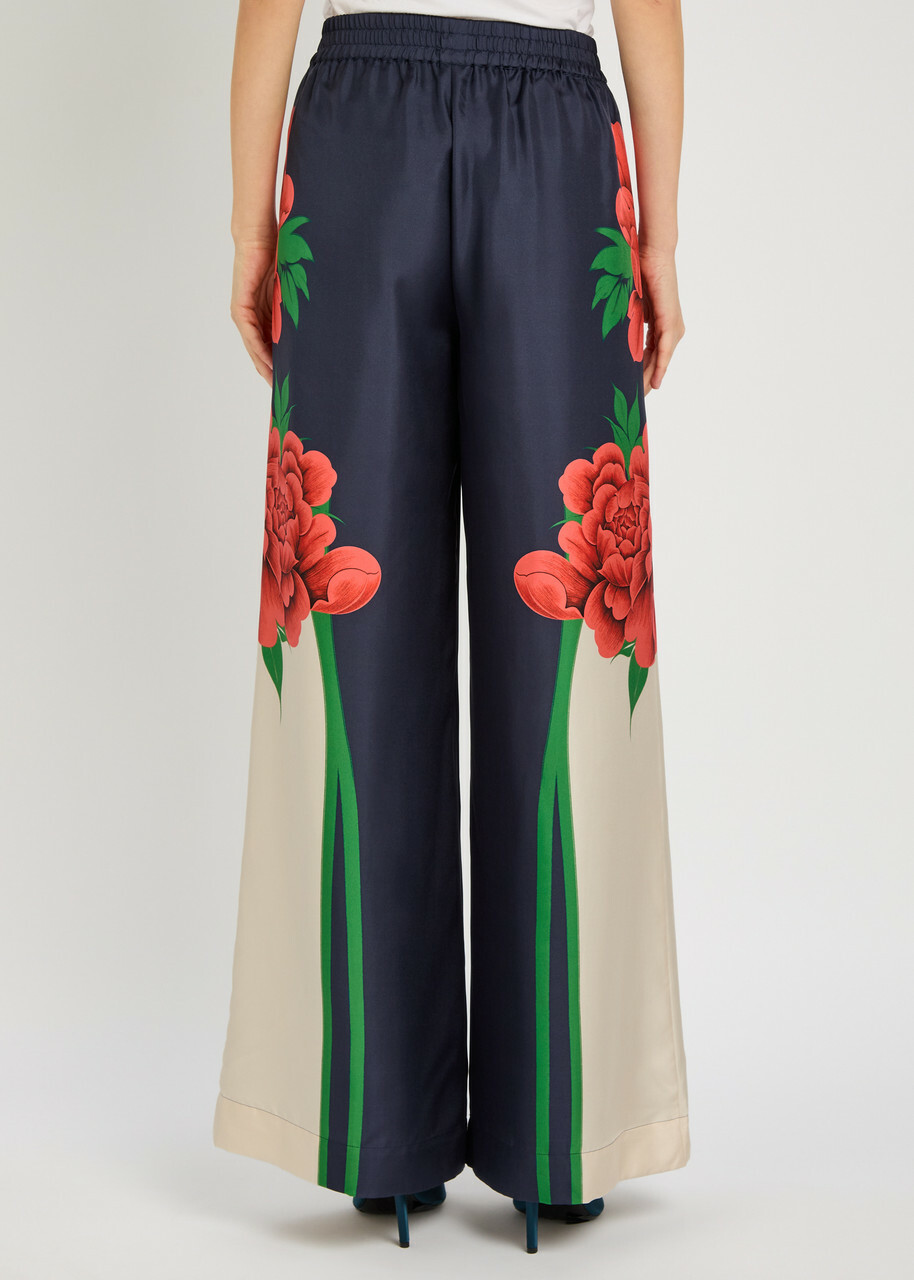 LA Double J Printed Wide-leg Silk Trousers Multicoloured