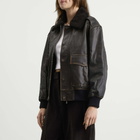 DUNST Women's Detachable A-2 Leather Blouson in Brushed Black