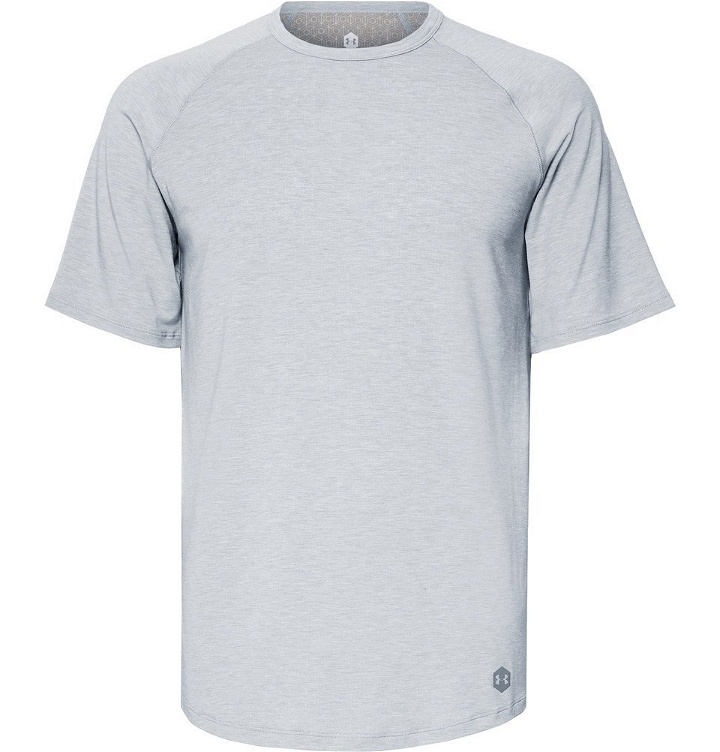 Photo: Under Armour - Recovery Sleepwear Mélange Stretch Tech-Jersey T-Shirt - Gray
