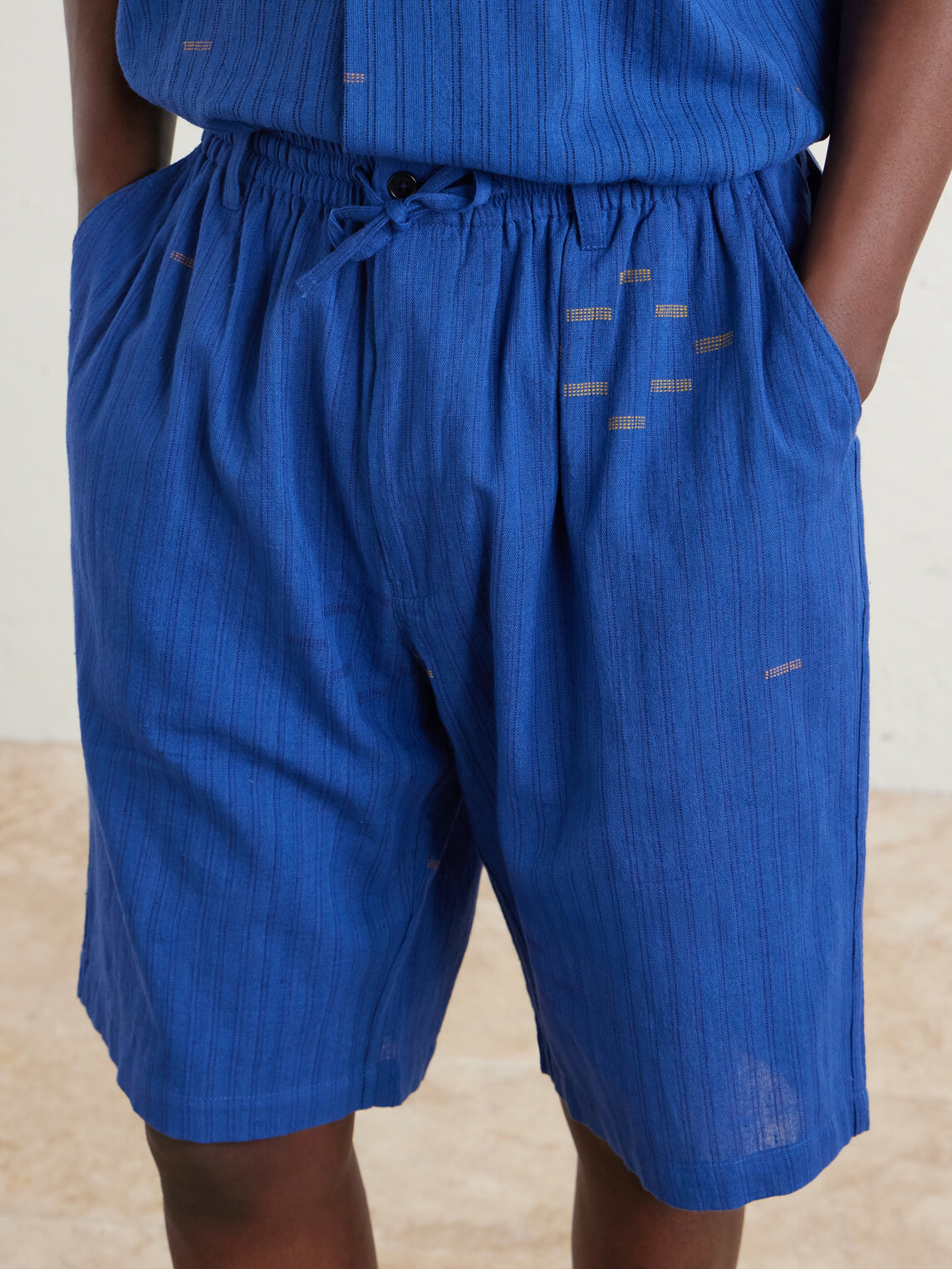 Kardo - Milo Straight-Leg Cotton Drawstring Shorts - Blue