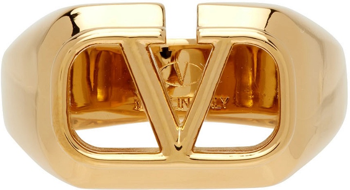 Photo: Valentino Garavani Gold V-Logo Signet Ring