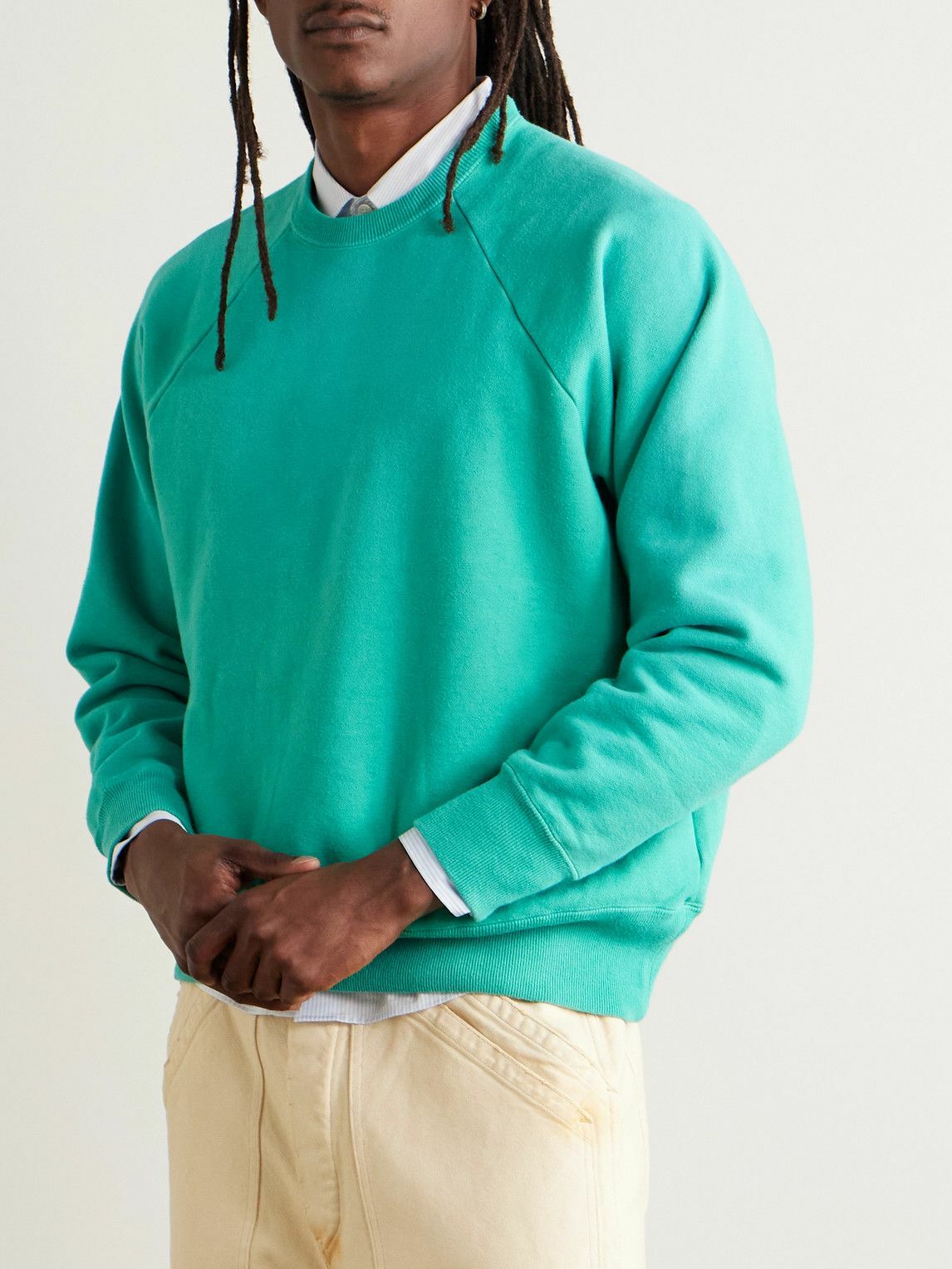 A.PRESSE - Vintage Cotton-Jersey Sweatshirt - Blue