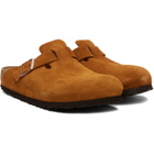 Birkenstock Tan Regular Boston Soft Footbed Suede Leather Loafers