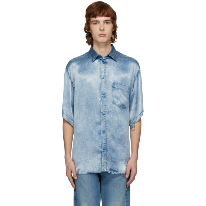 Photo: Balenciaga Indigo Satin Acid Wash Shirt