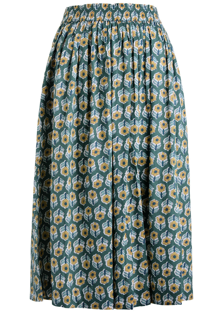 Skall Studio Ginny Floral-print Cotton Midi Skirt Multicoloured 1