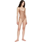 SKIMS Beige SKIMS Body Unlined Plunge Thong Bodysuit