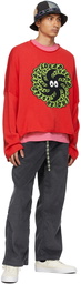 Brain Dead Red Oversized Cropped 'Spit It' Sweater