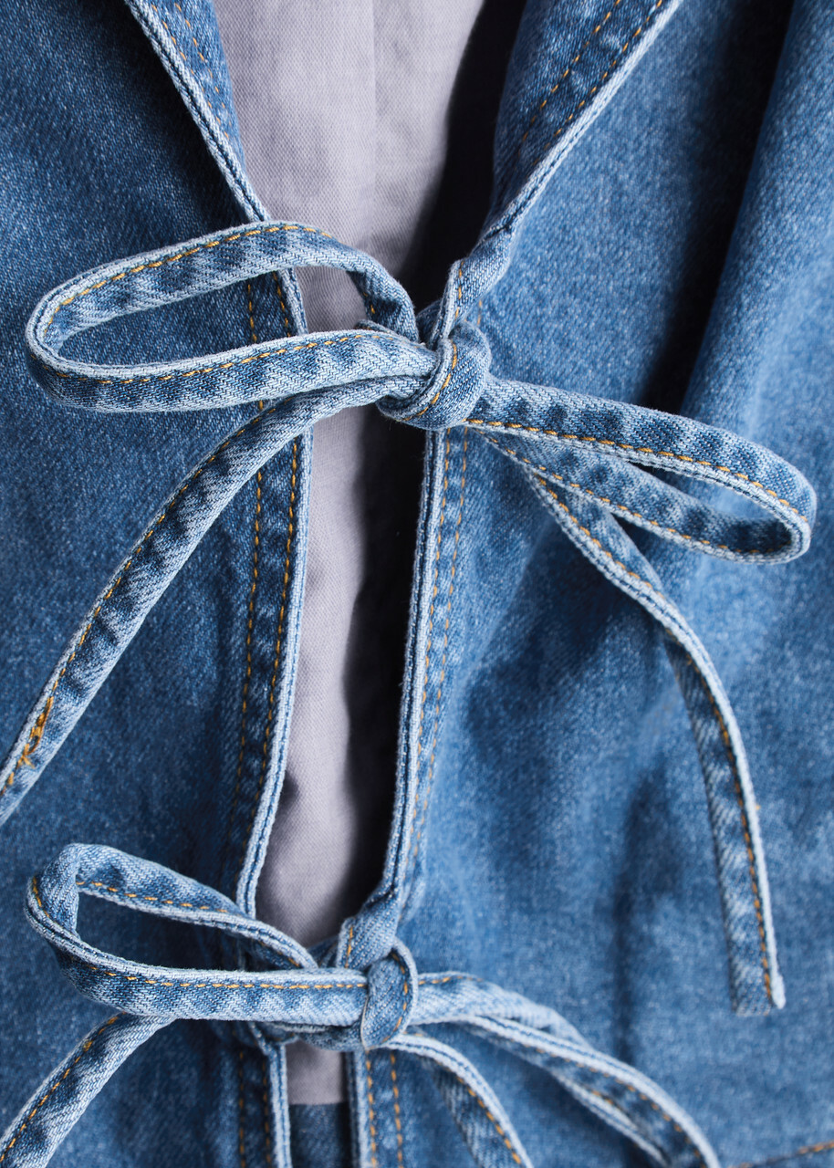 Kitri Cressida Tie-front Denim Blazer