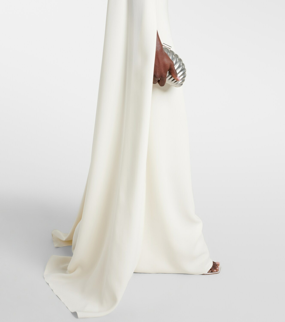 Oscar de la Renta Caped embellished silk-blend gown