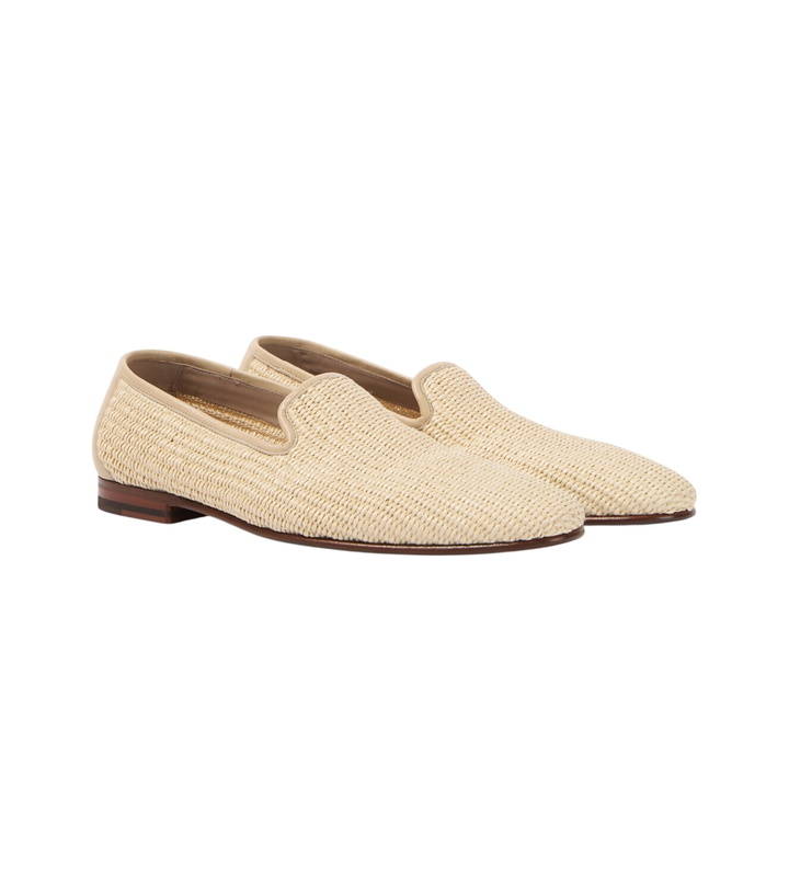 Photo: Manolo Blahnik Mario leather-trimmed raffia loafers
