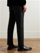 De Petrillo - Slim-Fit Straight-Leg Wool and Mohair-Blend Tuxedo Trousers - Black