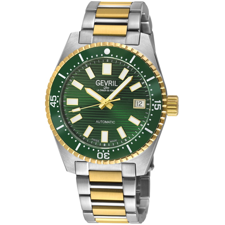 Photo: Gevril Atlantic Avenue Automatic Green Dial Mens Watch 47207B