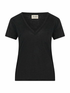 MC2 Saint Barth Linen Jersey Black V-neck T-shirt Eloise