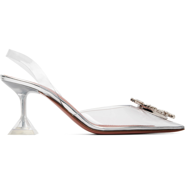 Photo: Amina Muaddi Transparent Begum Glass Sling 70 Heels