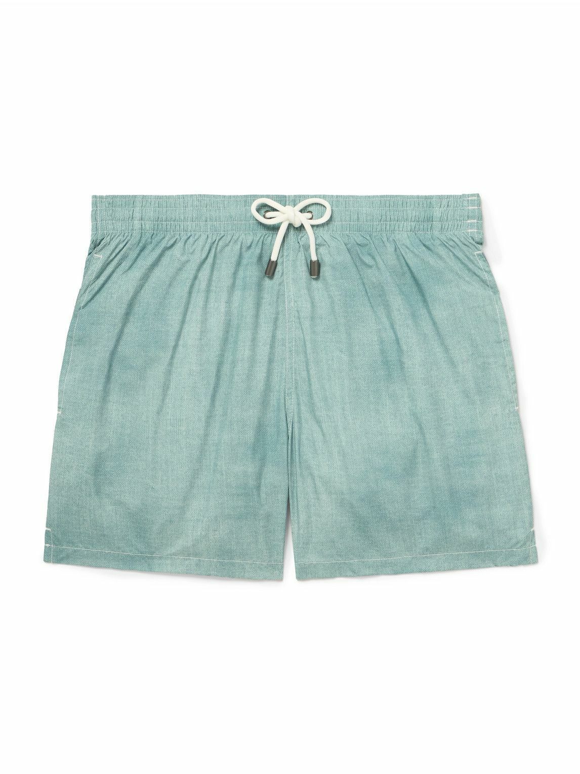 Canali - Straight-Leg Mid-Length Printed Swim Shorts - Blue