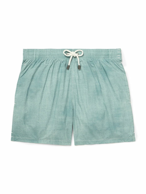 Photo: Canali - Straight-Leg Mid-Length Printed Swim Shorts - Blue