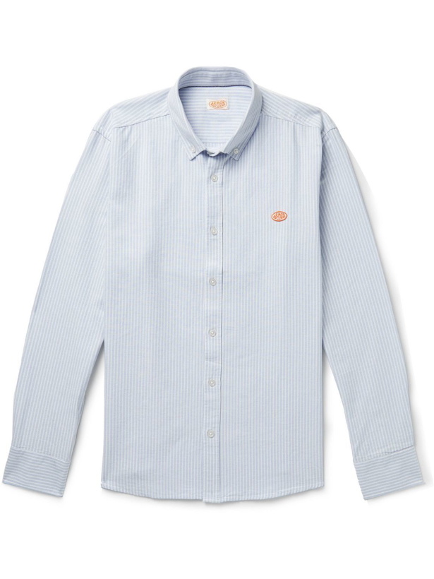 Photo: Armor Lux - Logo-Appliquéd Button-Down Collar Striped Cotton Oxford Shirt - Blue