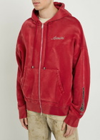 Amiri Amiri Bones Embellished Hooded Cotton Sweatshirt Red