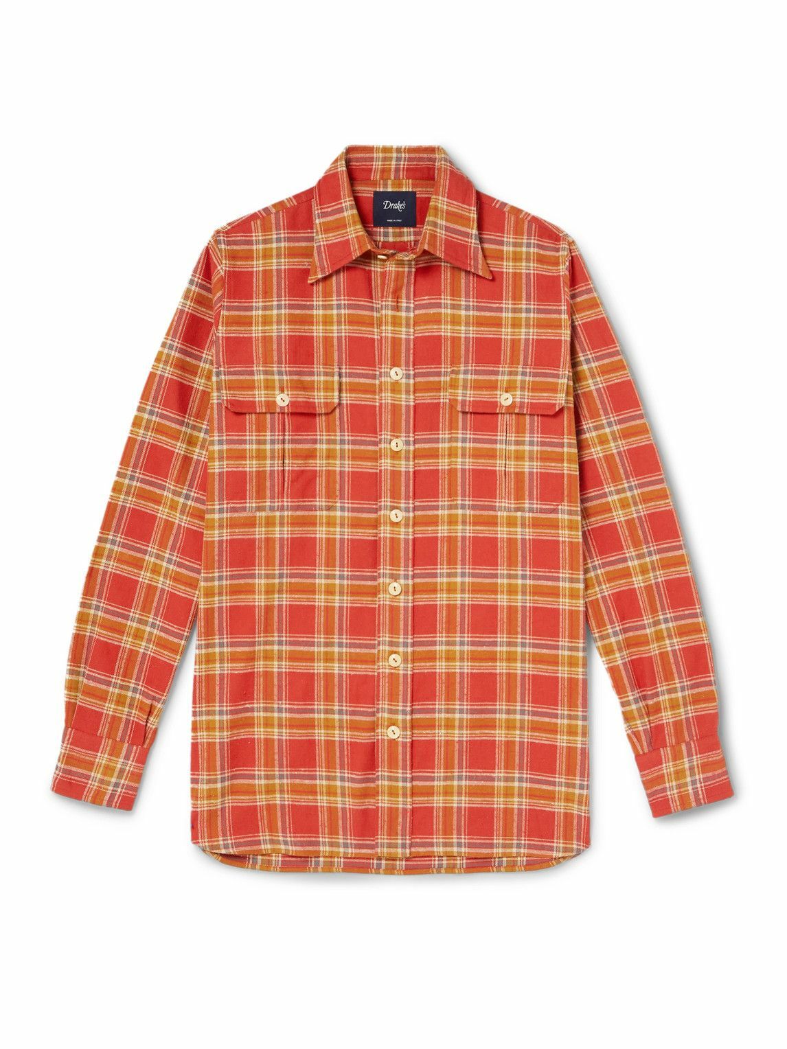 Drake's - HIM Checked Cotton-Flannel Shirt - Red