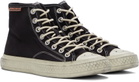 Acne Studios Black & Off-White Canvas High Top Sneakers